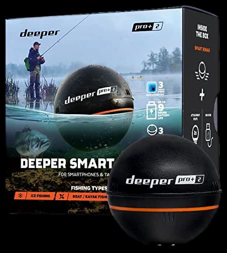 Deeper PRO+ 2 Sonar - Portable Fish Finder and Depth Finder for Kayaks, Boats and Ice Fishing with GPS Enabled | Castable Deeper Sonar with Free User Friendly App