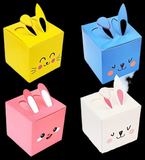 DPKOW 12 Pack Easter Bunny Boxes Gift Present, Easter Treats Boxes Bags Easter Party Favour Boxes for Kids Children Craft, Easter Egg Boxes Sweets Cookie Goodie Boxes for Easter Hunt Games Activities