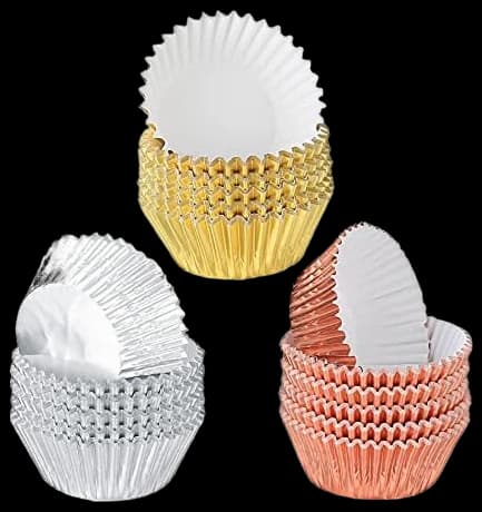 300 Pieces Foil Metallic Cupcake Cases, Muffin Cakes Paper Liners Cases ...