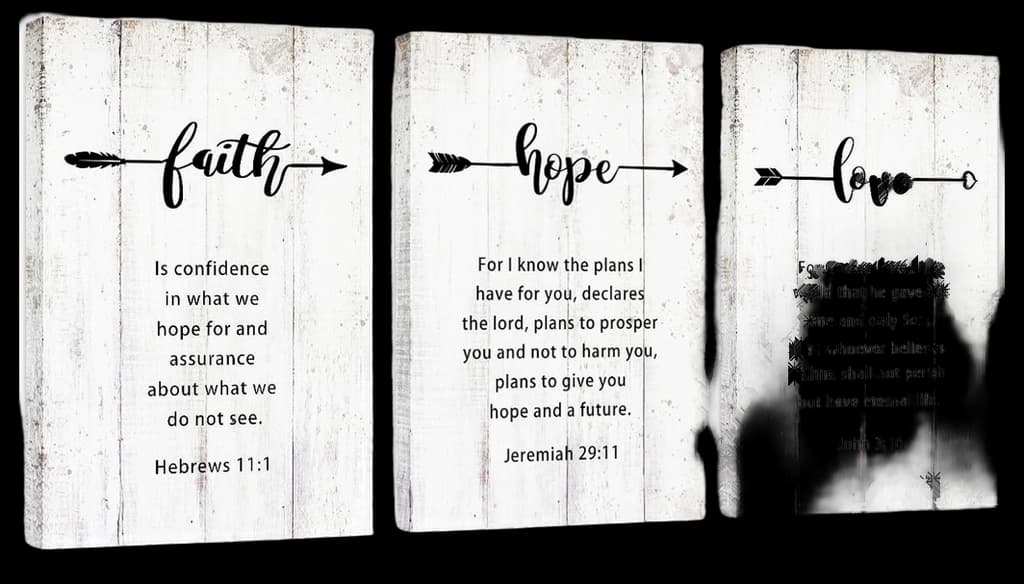 Amazon.com: Faith Hope Love Wall Decor: Bible Verse Poster, 3 Panel ...