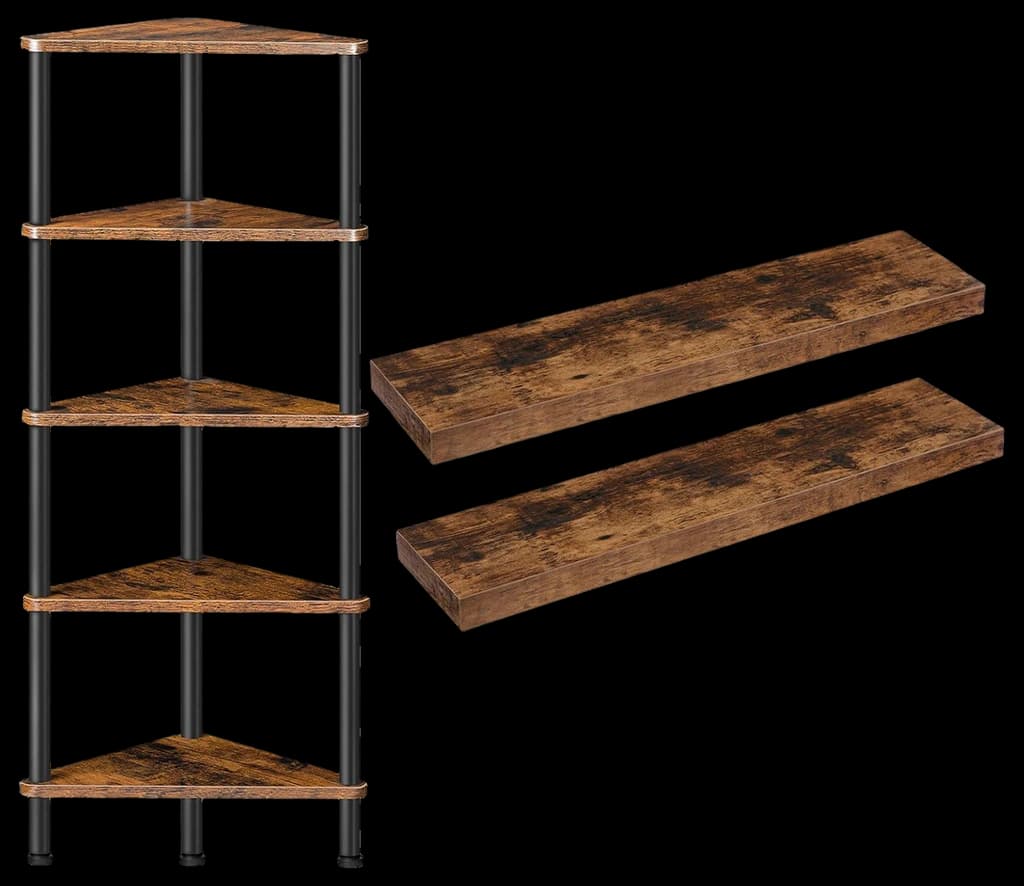 Amazon.com: HOOBRO Corner Shelf and Floating Shelves Bundle, Industrial ...