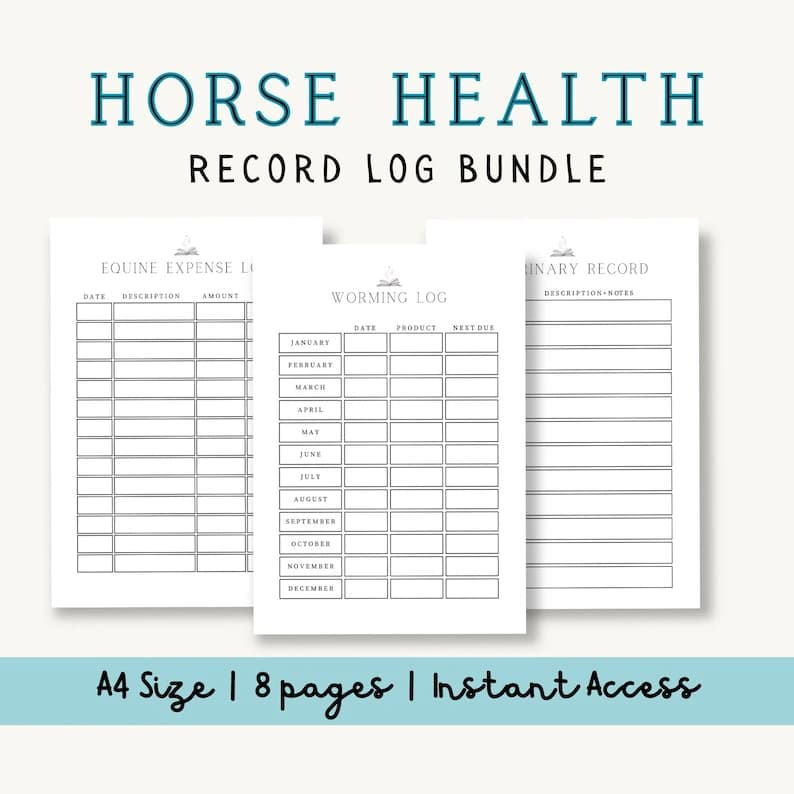 Horse Health Record Log book: Equine Health Record Keeper, Vaccination ...