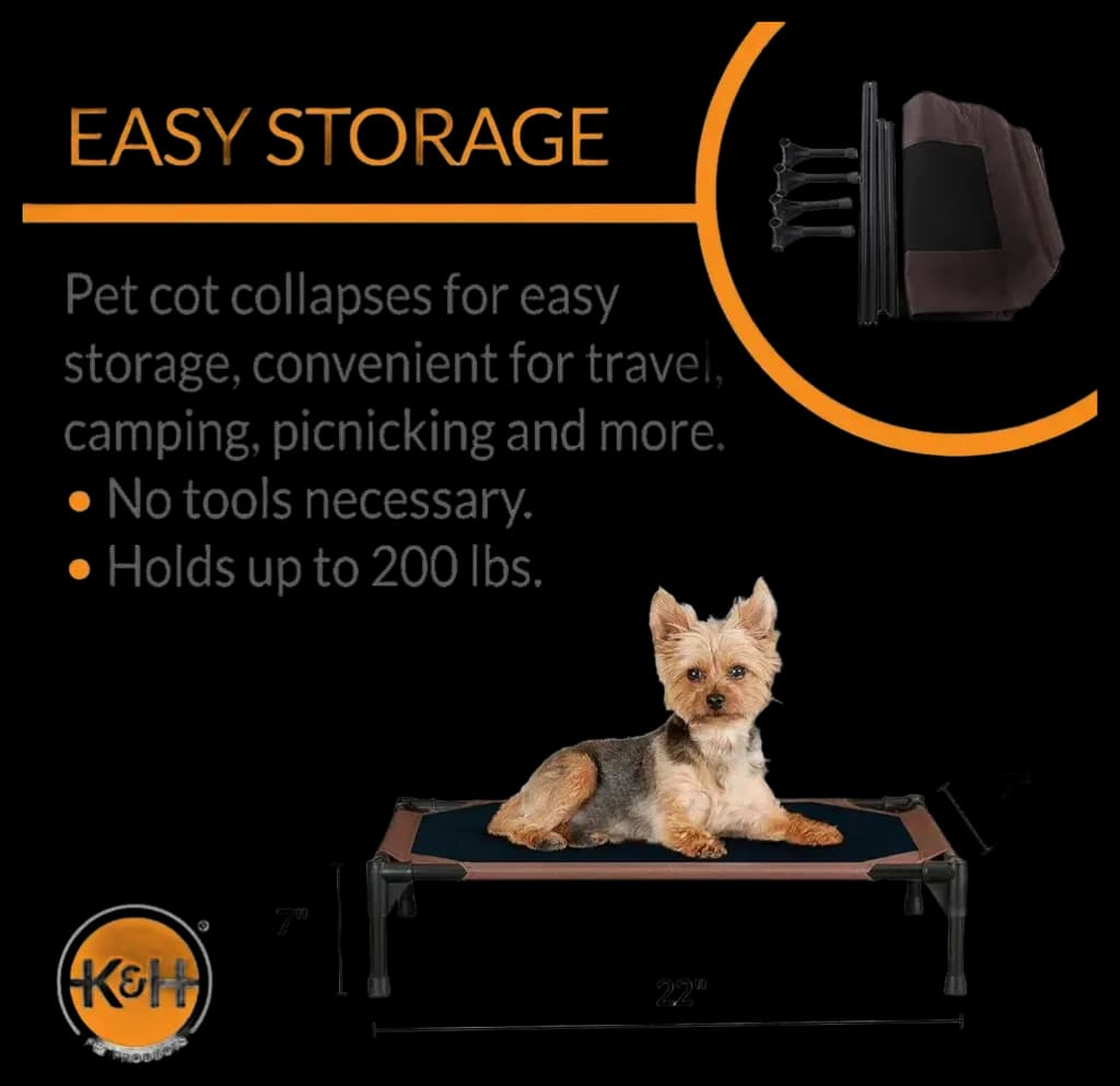 K&H Pet Products Original Pet Cot Elevated Dog Bed Chocolate/Black Mesh ...
