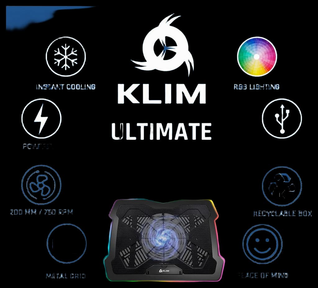 KLIM Ultimate + RGB Laptop Cooling Pad with LED Rim Nepal | Ubuy