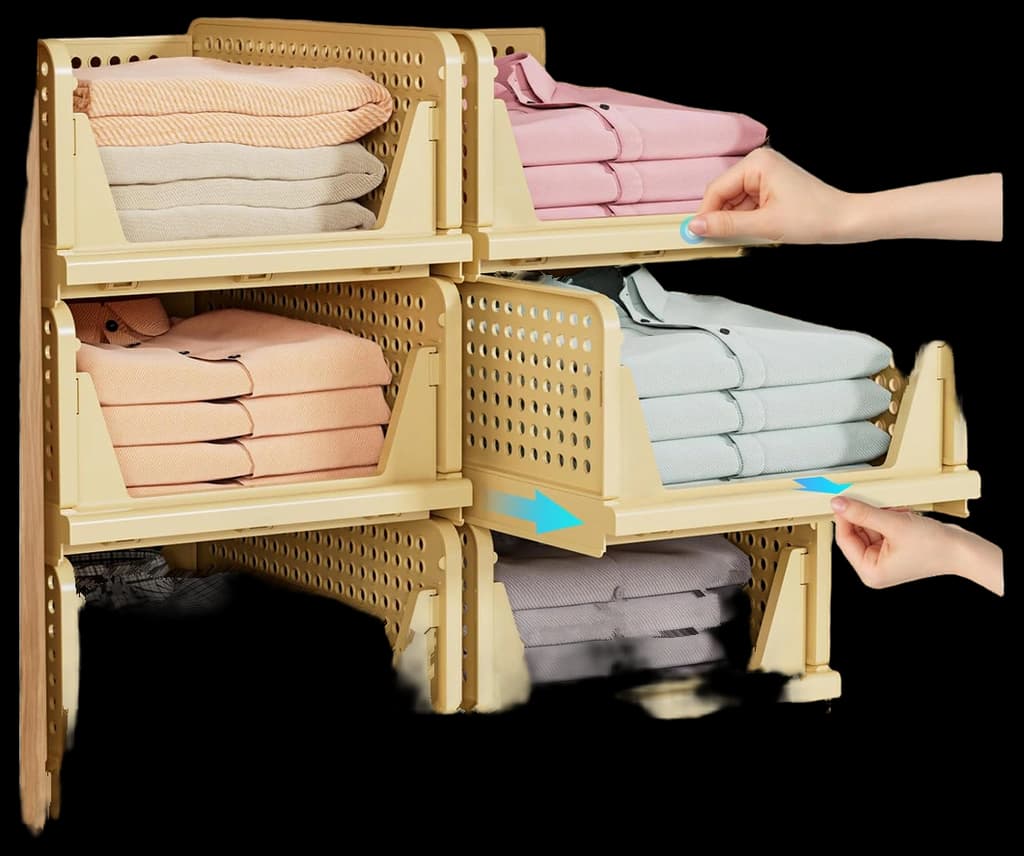 SNSLXH 5 Pack Stackable Closet Storage Boxes, Multifunctional ...
