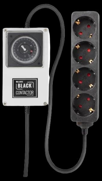 Lumii black 4-way schuko contactor timer