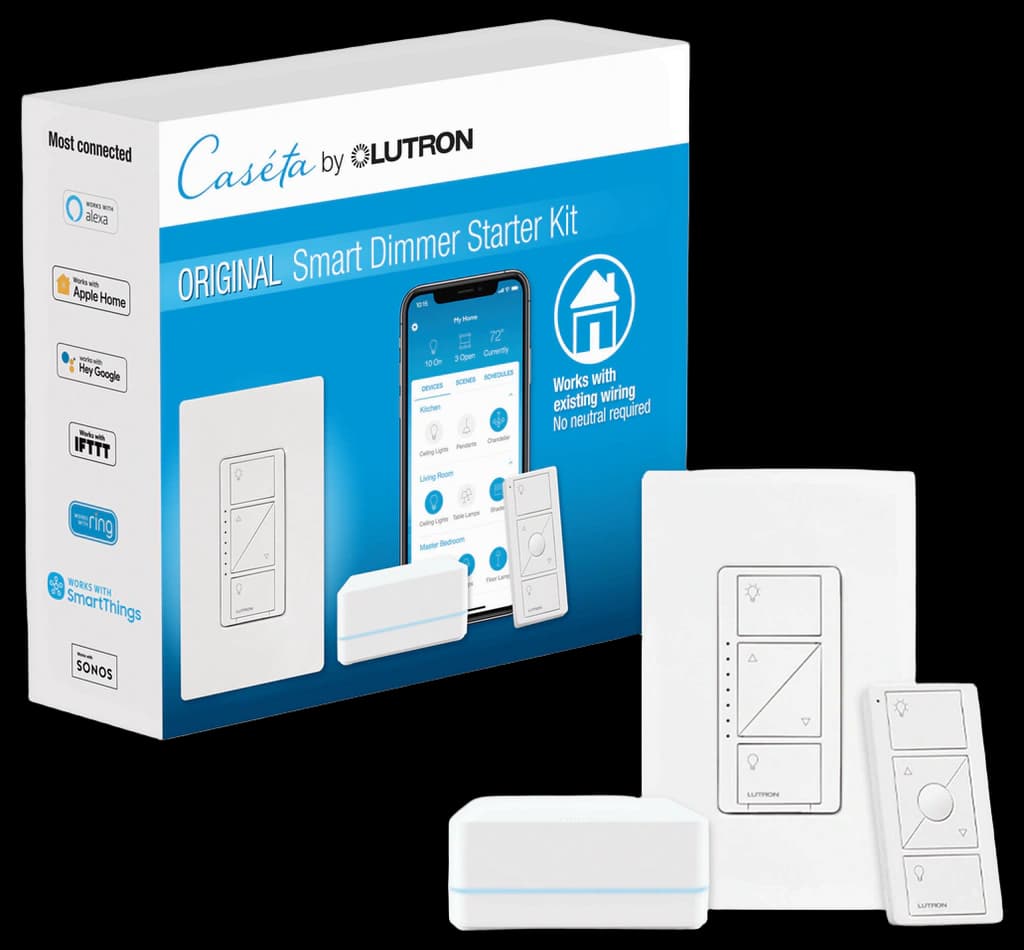 Lutron Caseta Smart Lighting Dimmer Switch (2 Count) Starter Kit with ...