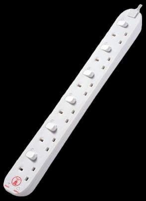 Masterplug Surge Protected 6 Socket Extension Lead with Individual Switches