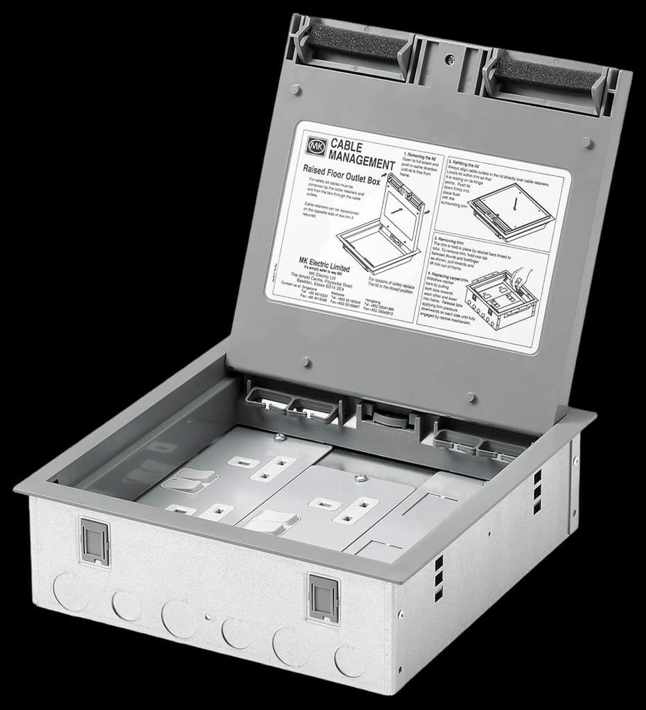 MK (ELECTRIC) Essentials CRE260-80-3-GRY Raised 3 Compartment Floor Box ...