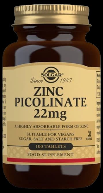 Solgar Zinc Picolinate 22mg - 100 Tablets | HealthWise