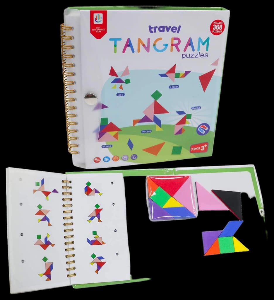 FUQUN 2 Sets of Tangrams Magnetic Travel Tangram Puzzles Book Games ...