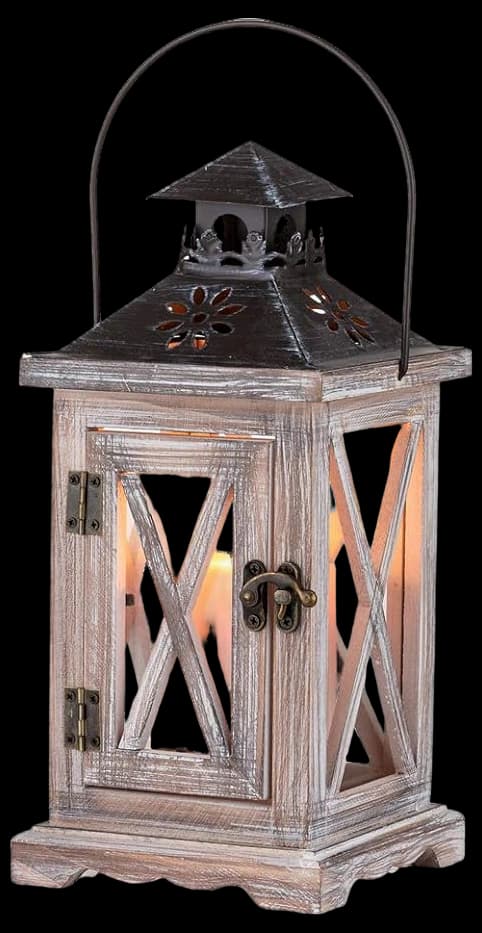 Sziqiqi Lantern Candle Holder Vintage Distressed Wooden Metal ...