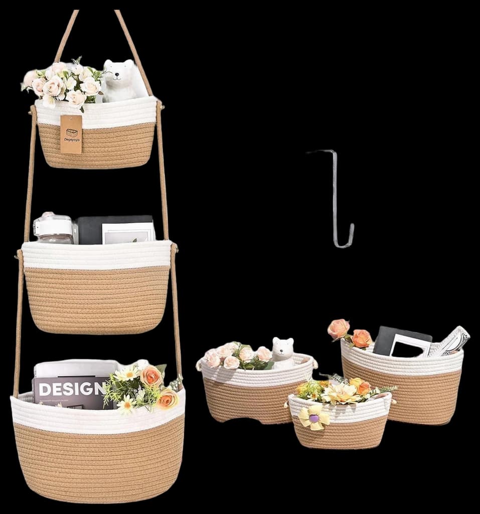 Premier Housewares 509653 3-Tier Chrome Hanging Baskets, 28 x 71 cm ...