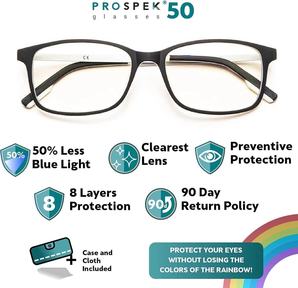 PROSPEK Reading Computer Glasses - Blue Light Blocking Glasses - Arctic ...