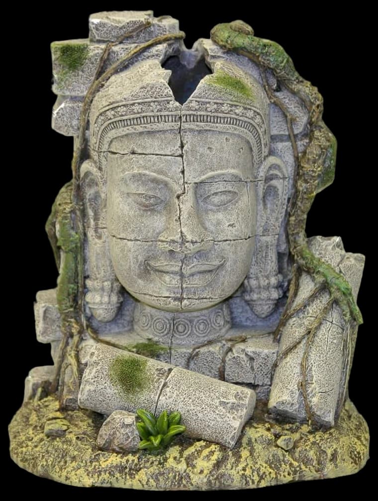 Blue Ribbon Rosewood Ancient Stone Head Ruin Aquarium Decor, Blacks ...