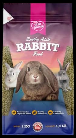 Martin Little Friends™ Timothy Adult Rabbit Food - High Fiber, Low Calcium Pellets for Adult & Senior Rabbits - with Prebiotics, Herbs & Odor Control – Resealable Bag (2kg)