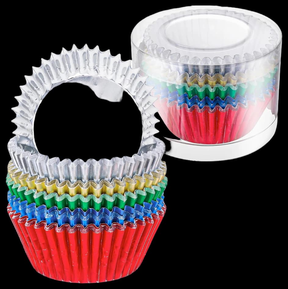 100 Pieces Foil Metallic Cupcake Cases, Aluminum Foil Cupcake Liners ...
