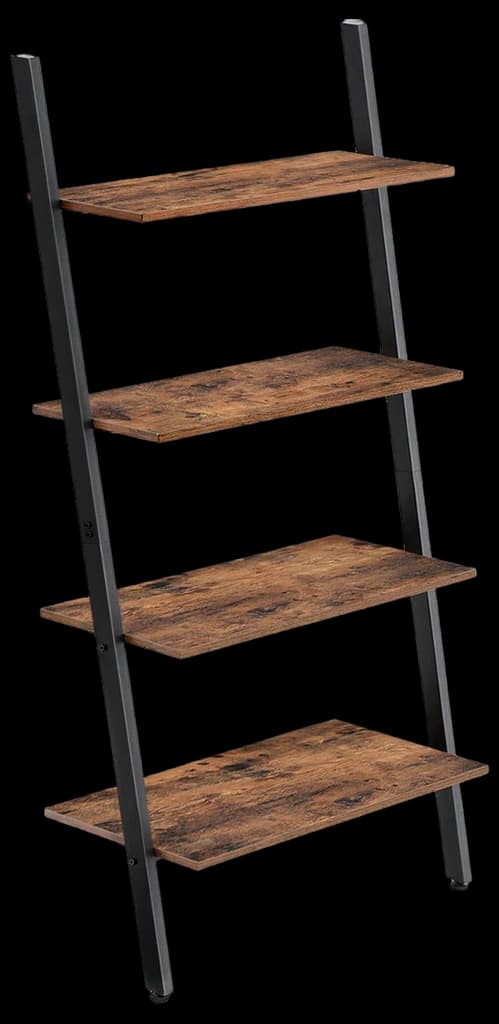 VASAGLE Industrial Ladder Shelf, 4-Tier Bookshelf, Storage Rack Shelves ...