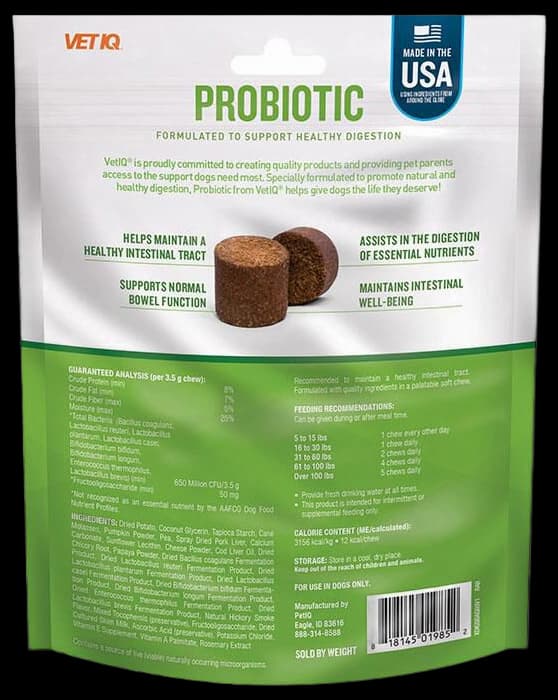 VetIQ Probiotic Hickory Smoke Flavored Soft Chews for Dogs, 60 ct