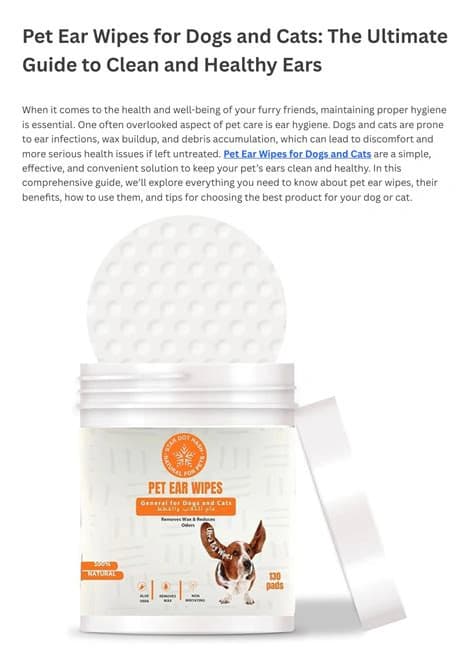 Grooming: Vets Best 160 Clean Eye and Ear Wipes for Dogs & Cats ...