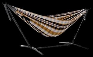 Vivere Double Cotton Hammock with Space-Saving Steel Stand