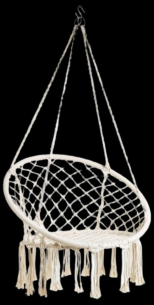 VonHaus Cream Hanging Chair – Macrame Boho Rope Swing Chair for Garden ...