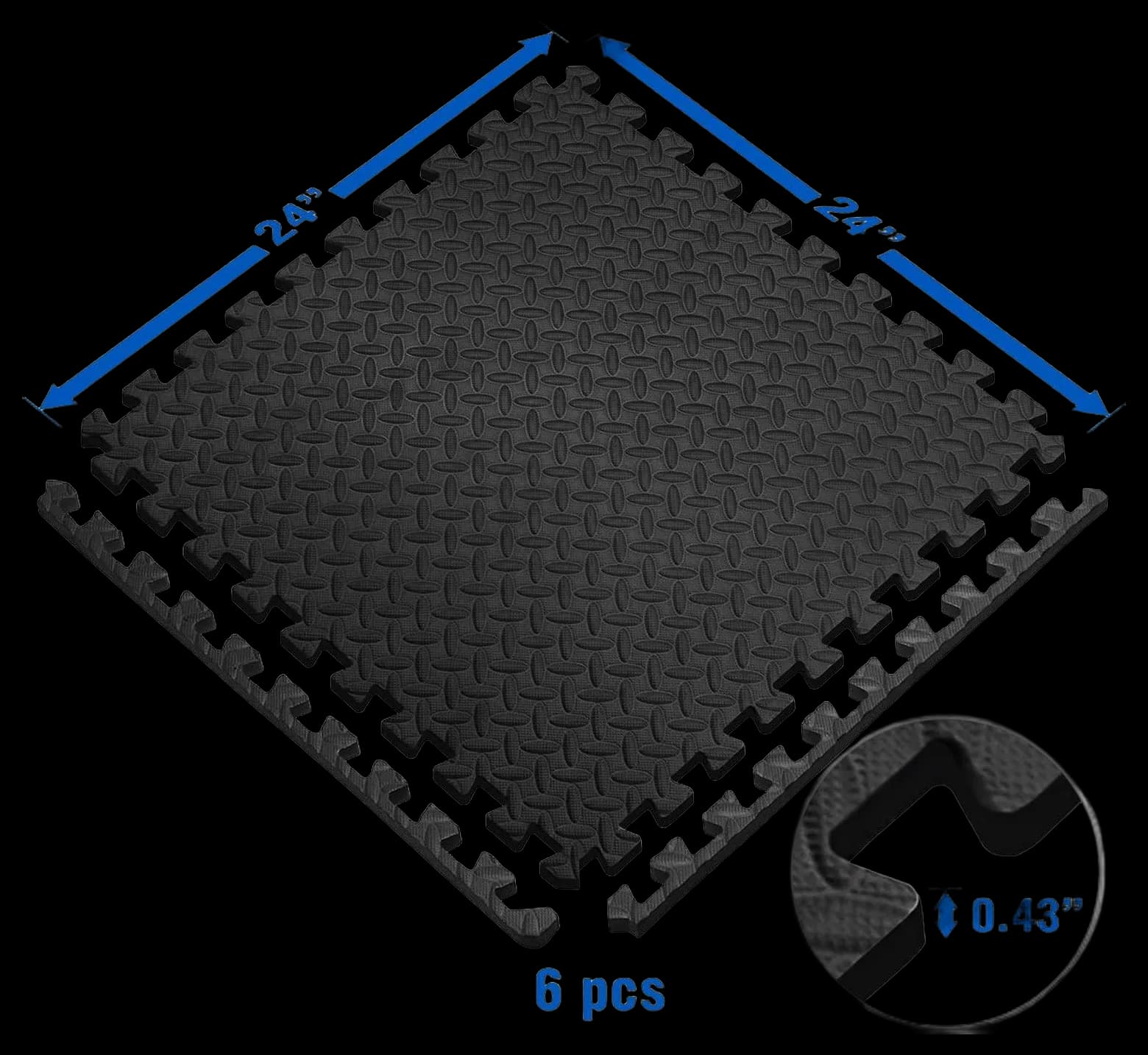 Yes4All 16 pcs Interlocking Exercise Foam Mats, Cover 16 sqft, 3/8 inch ...