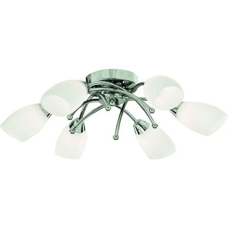 Searchlight Opera - 6 Light Flush Multi Arm Ceiling Light Chrome and ...
