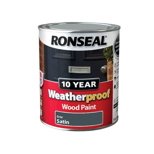 Ronseal 10 Year Weatherproof Exterior Wood Paint 750ml - SATIN Grey on ...