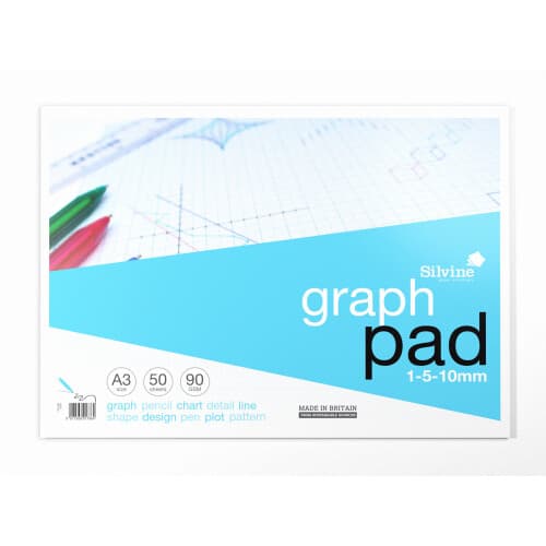 Silvine A3GP A3 Graph Paper Pad 1/5/10 50 Sheets on OnBuy