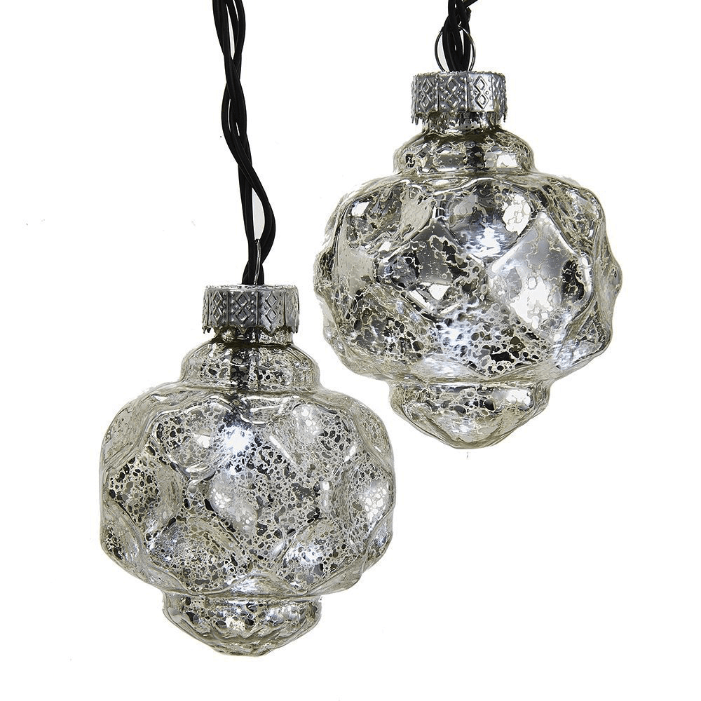Kurt Adler Battery-Operated LED 10L Silver Lantern Balls String Lights ...