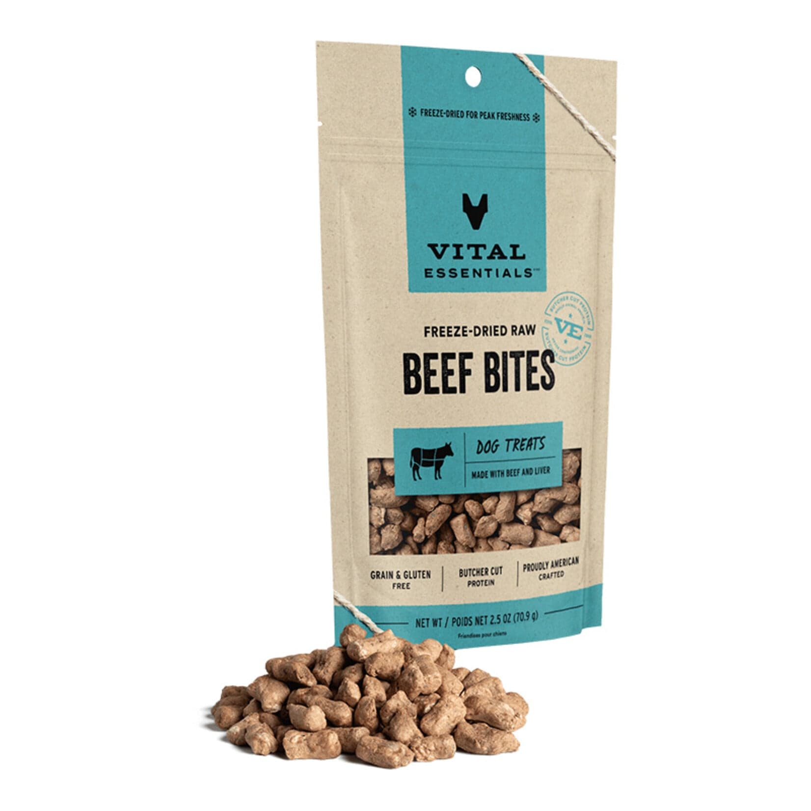 Vital Essentials Freeze Dried Treat Beef Nibs 2.5oz - Long Dog Fat Cat