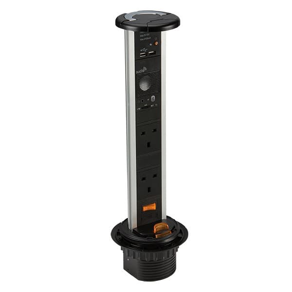Knightsbridge Pop-Up 13A 2 Gang Socket with Bluetooth Speaker and Dual ...