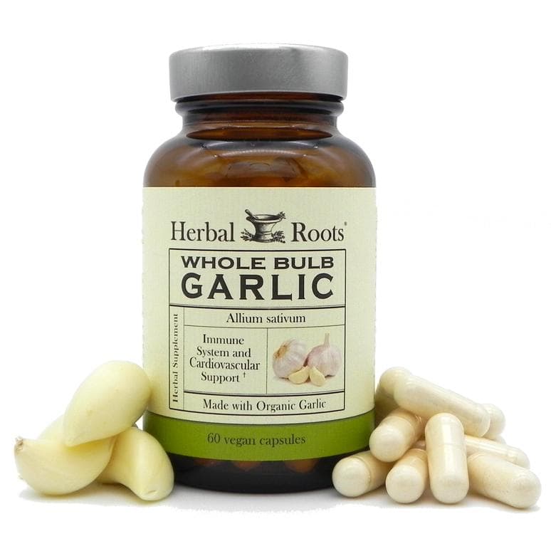 Organic Garlic Supplement - 60 VegCaps - 600 mg - Herbal Roots