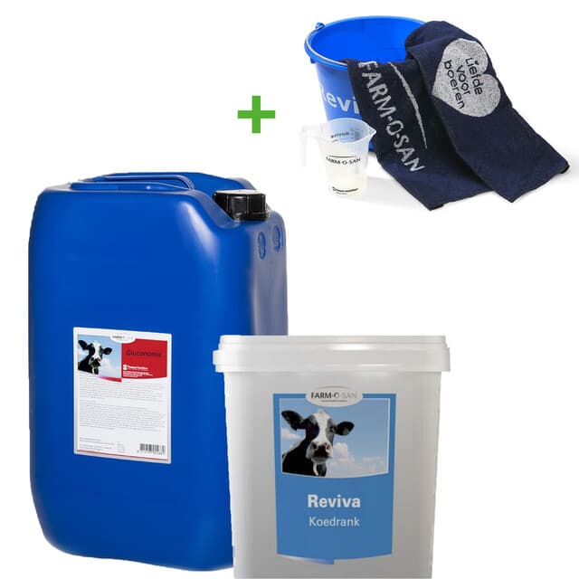 Farmosan Actie Reviva 15kg + Gluconomic 20kg + Emmer + Maatschep ...