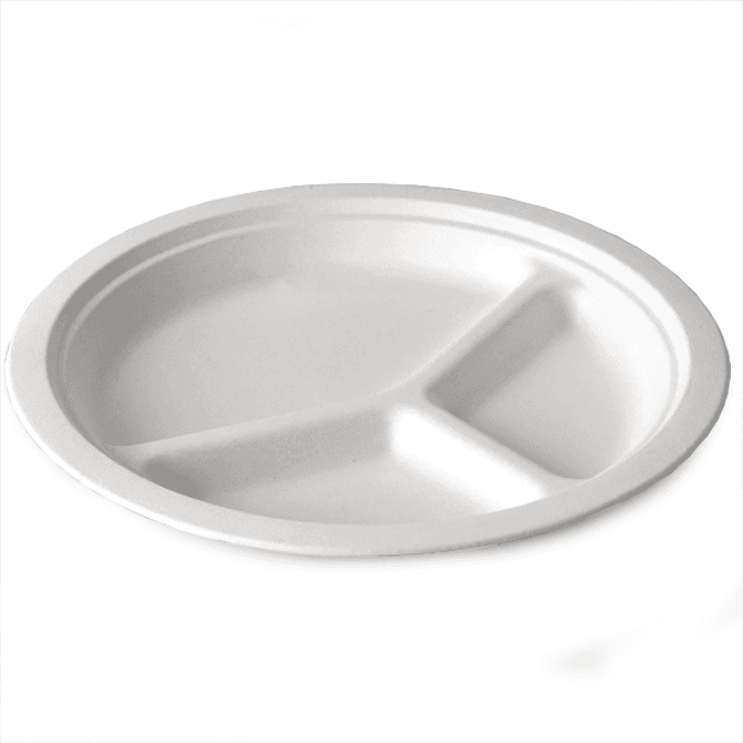 Biopak Biodegradable Sugarcane Divided Plates