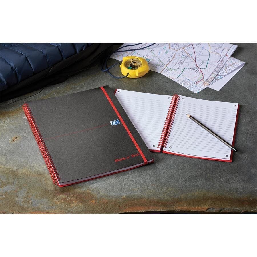 Buy Oxford Black n Red A4 Wirebound Polypropylene Cover Notebook Ruled ...
