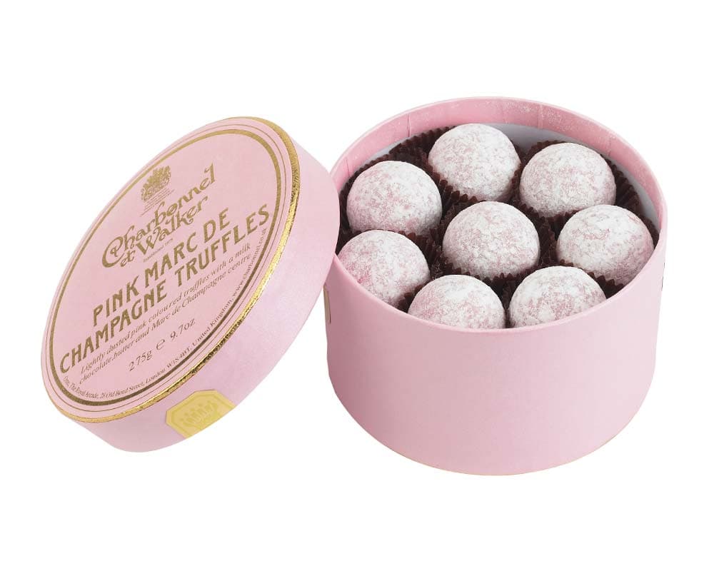 Pink Marc de Champagne Chocolate Truffles 275g - Charbonnel et Walker UK