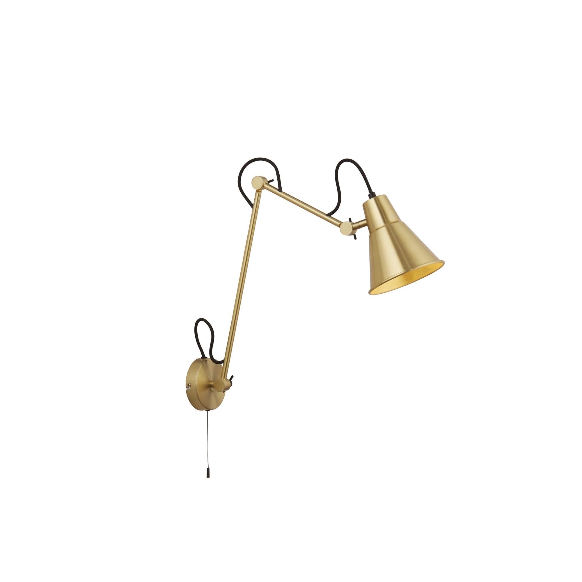 Searchlight 7403PB Swing Arm Wall Light - Brass Metal - Bedroom Wall Lights