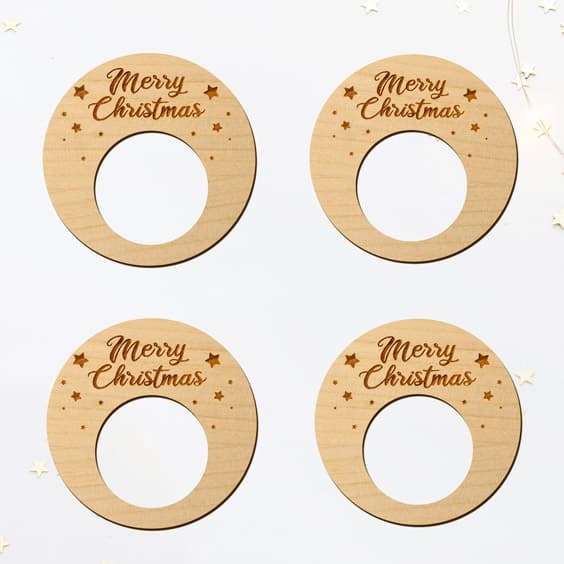 Set of 4 Wooden Christmas Napkin Rings - Stikets