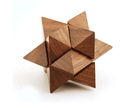 12-piece wooden star burr puzzle with interlock star for kids desgin ...