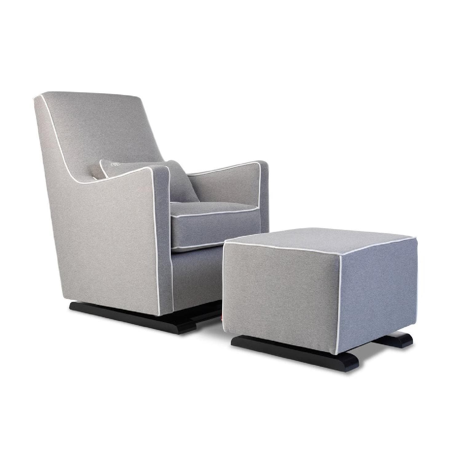Monte Design Luca Glider & Ottoman in Grey w/ White Piping - AptDeco