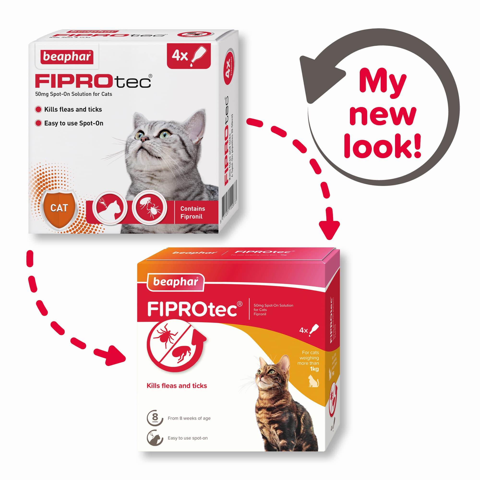 Beaphar FIPROtec® Flea & Tick Spot-On for Cats | 4 Pipettes - Beaphar