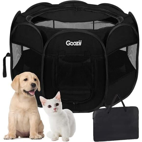Playpen for Indoor Cats, Portable Foldable Pet Dog Playpen (Black ...