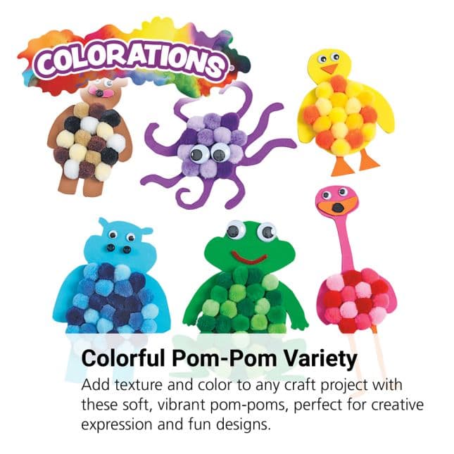 Colorations® Shades of Color Pom-Poms - Set of 6