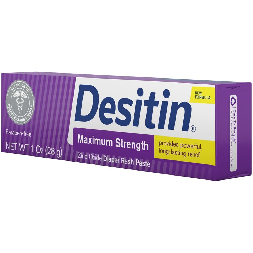 Desitin Maximum Strength 40% Zinc Oxide Original Diaper Rash Paste 1 oz ...