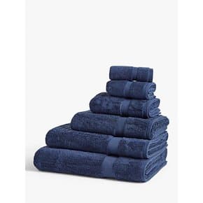 John Lewis Egyptian Cotton Hand Towel, Navy | Waitrose & Partners