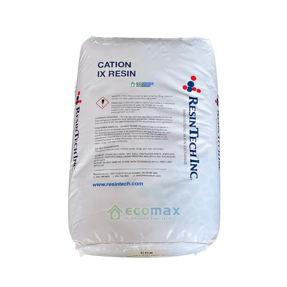 Hạt Nhựa Trao Đổi Cation USA CG8 ResinTech Lọc Cặn Canxi