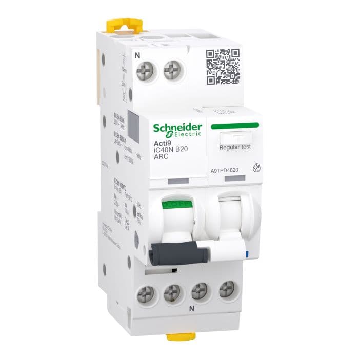 Arc fault detection circuit breaker, Acti9 iC40N ARC, 1P+N, 20A, B ...