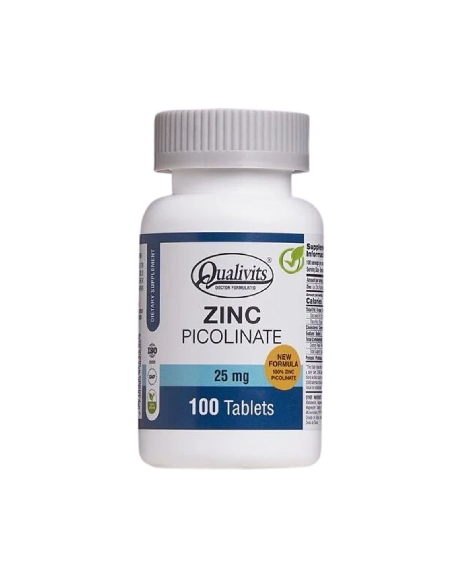 Zinc Picolinate 25 mg 100 Tabletas Qualivits — Wikimúsculos